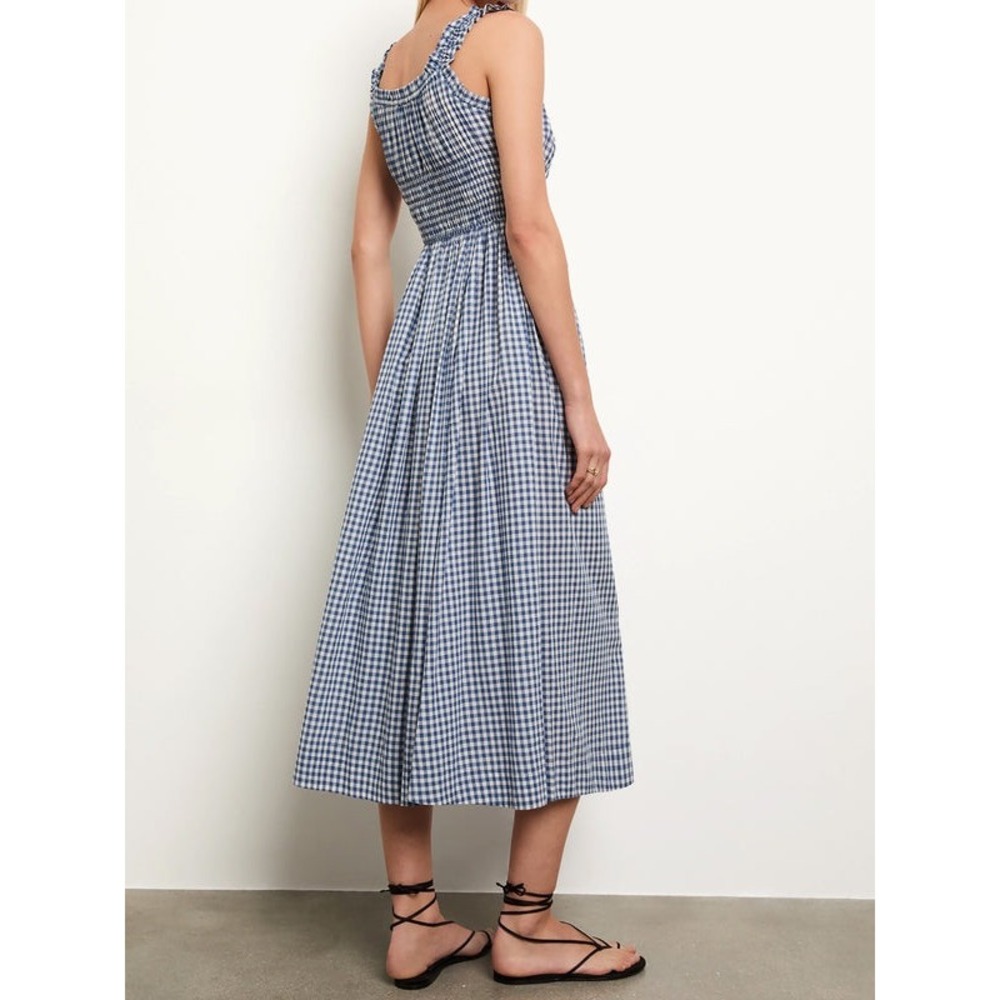 Doen Emmaretta Midi Dress in Blue Gingham Size Medium - Picture 3 of 14